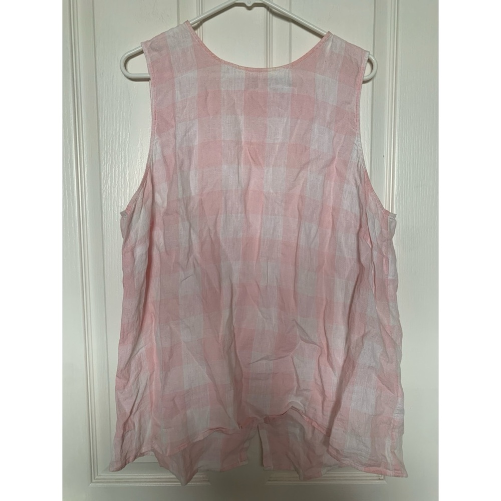 J Jill Love Linen Pink Plaid Sleeveless Top Women’s Size XL